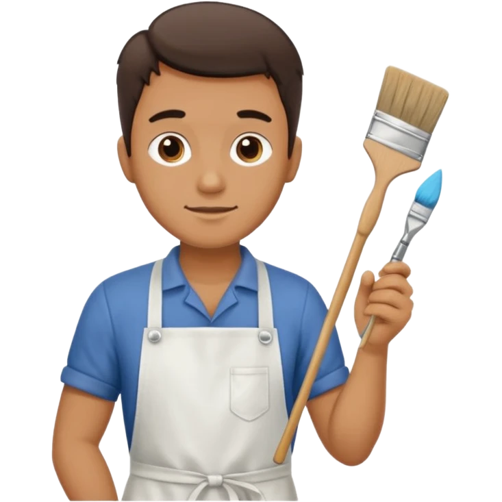 Man in apron cleaning brush emoji