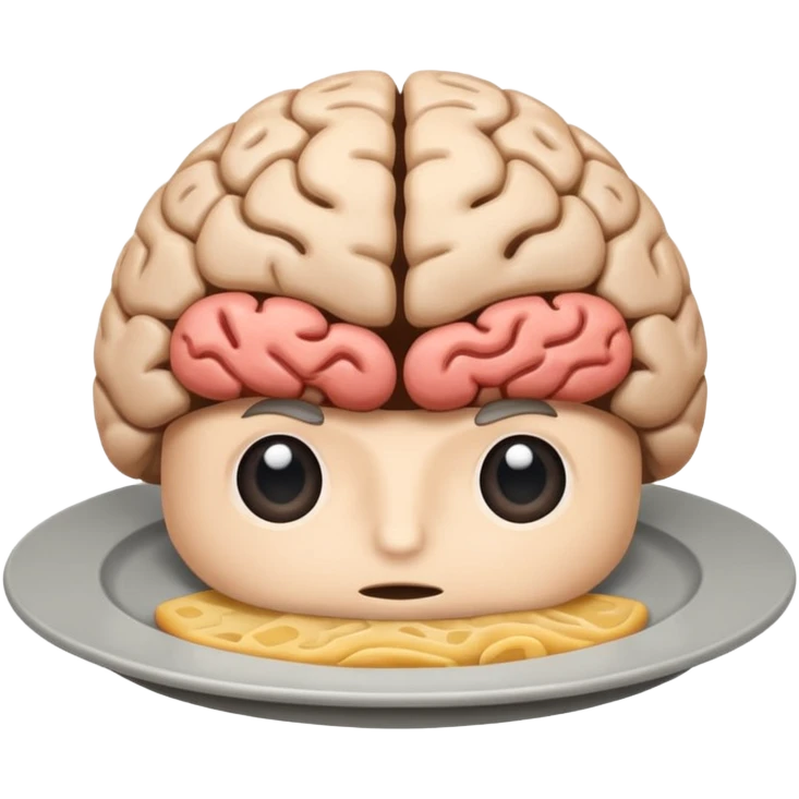 Brain on a plate next to head  emoji