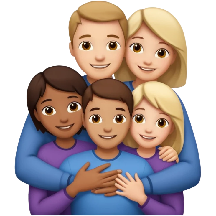 family of 5 hugging each other emoji