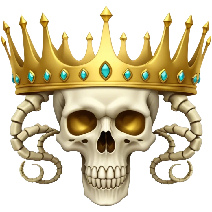 Bone Hydra Emperor – A skeletal hydra with regenerating skulls, each head adorned with crowns stolen from fallen gods. emoji