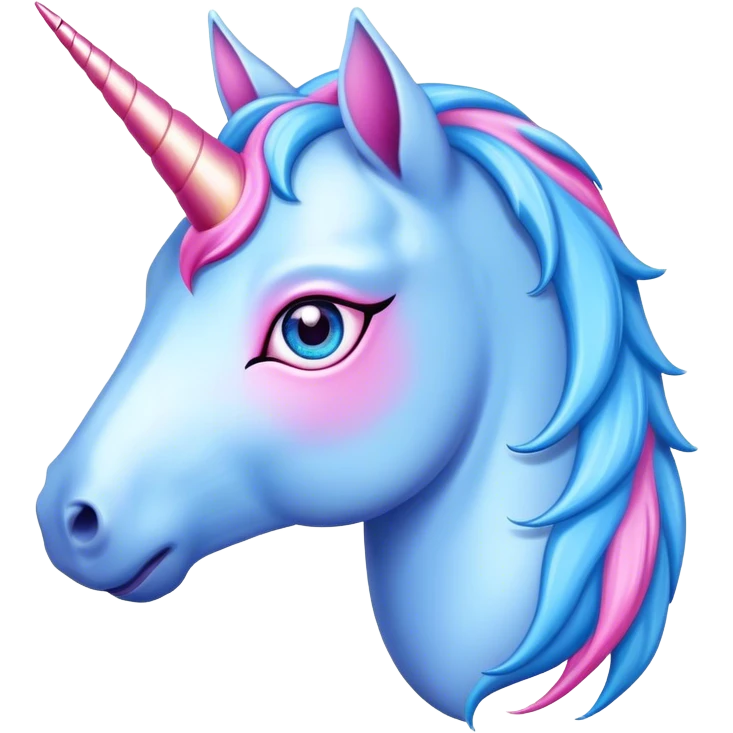 Blue unicorn with pink eyes emoji