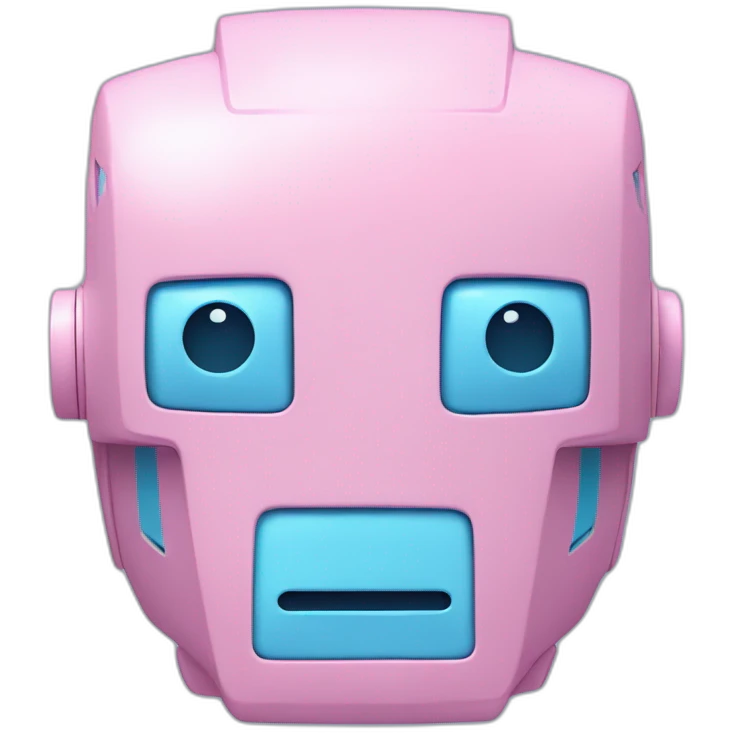 pastel blue and pink robot head pixels malfunction emoji