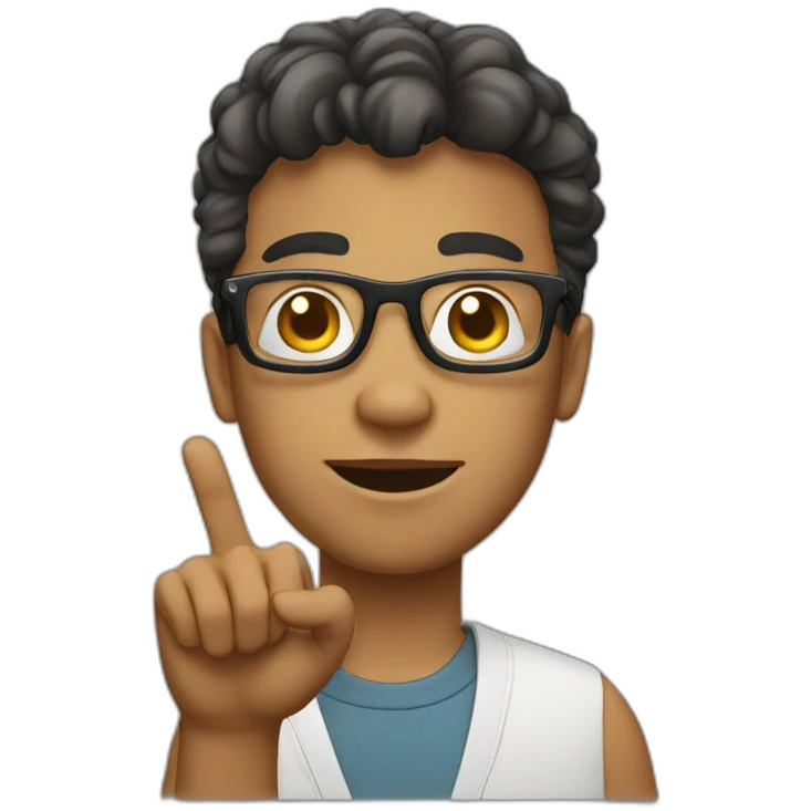 White young Geek with glasses showing something with hands emoji