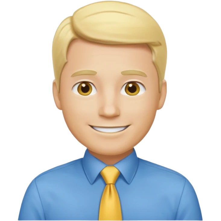 consulting man with hand with white skin and blonde hair with blue shirt and yellow tie emoji