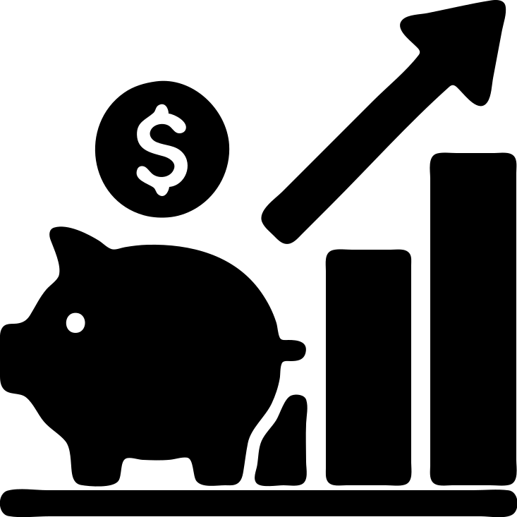Money savings chart showing growth emoji