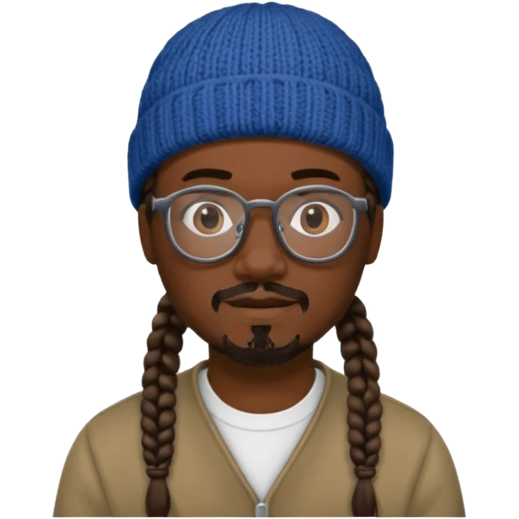 man with braids glasses beanie and goatee emoji