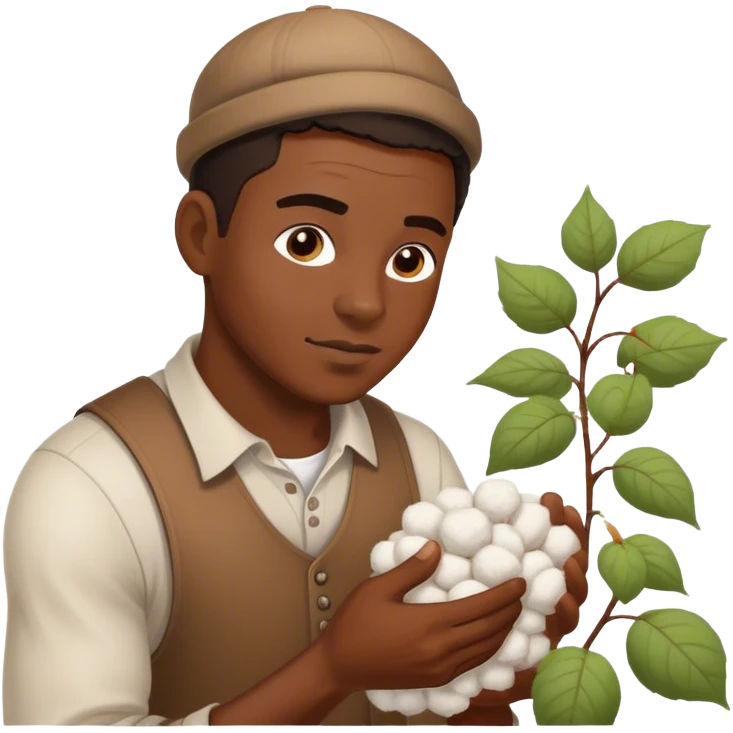 Black man picking Cotten  emoji