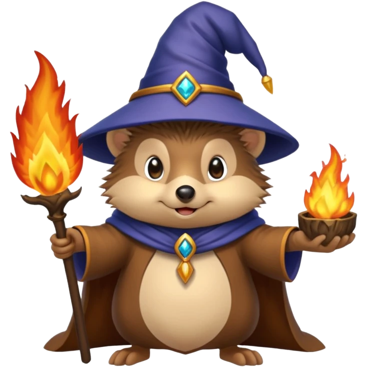 wizard hedgehog summoning fire emoji