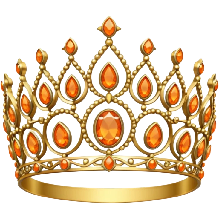 gold tiara with orange stones emoji