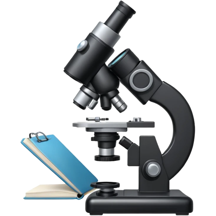 microscope next to a notebook emoji