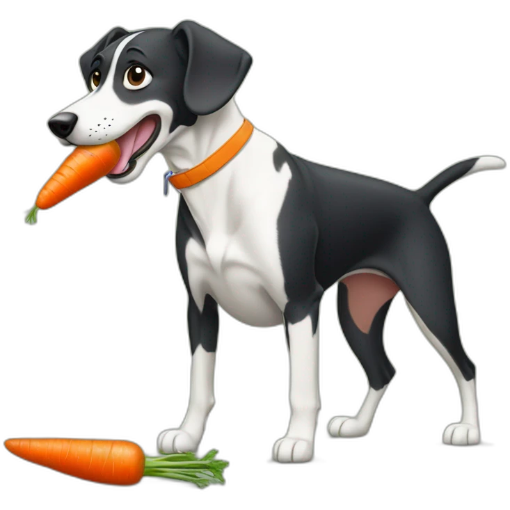 standing dog eating a carrot like bugs bunny emoji