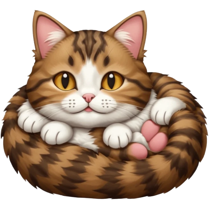 dark brown tabby and white cat in funny positions upside down with eyes closed emoji
