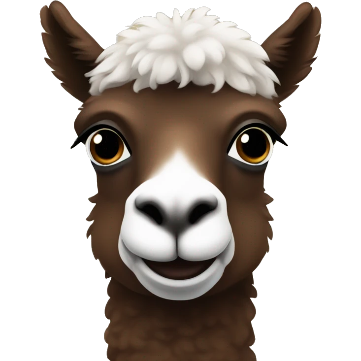Dark Brown alpaca with a little bit of white on her forehead  emoji
