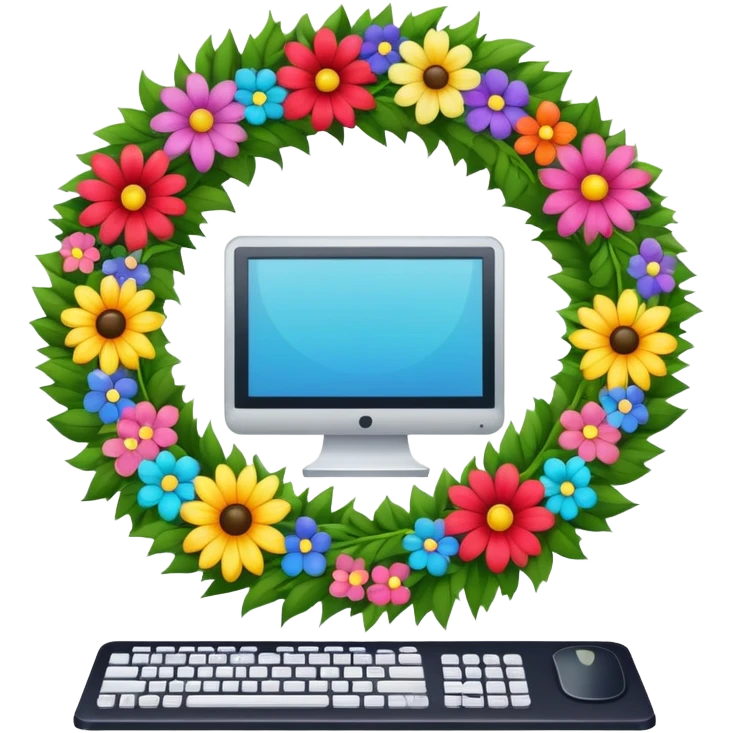 funeral wreath next to a computer emoji