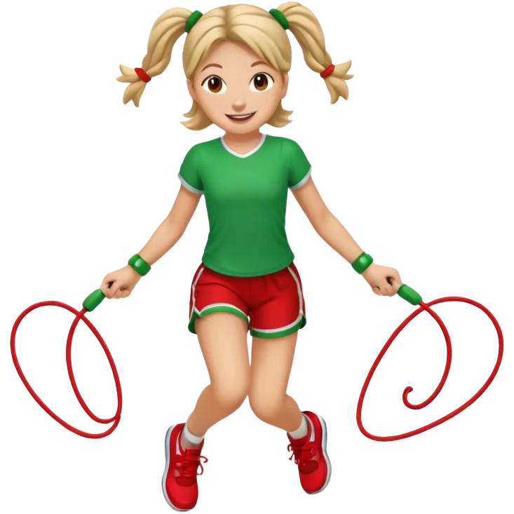 jumping rope with christmas color emoji