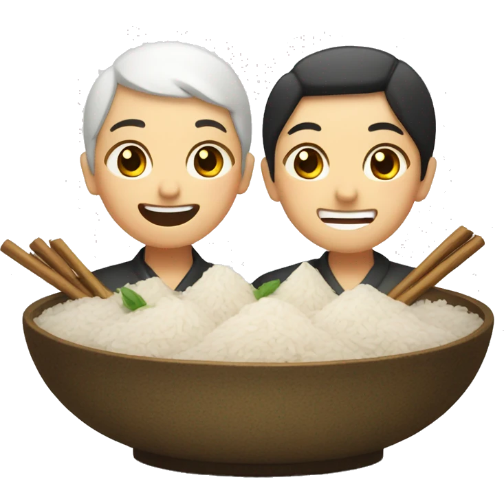Cheers with two bowls of rice wine emoji