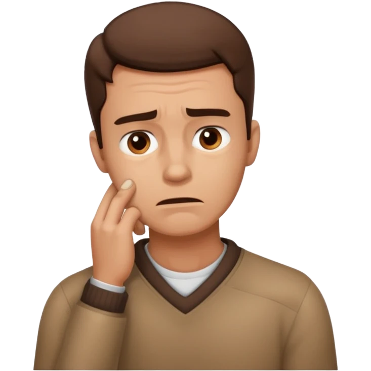 A man looking stressed holding the front of his neck  emoji