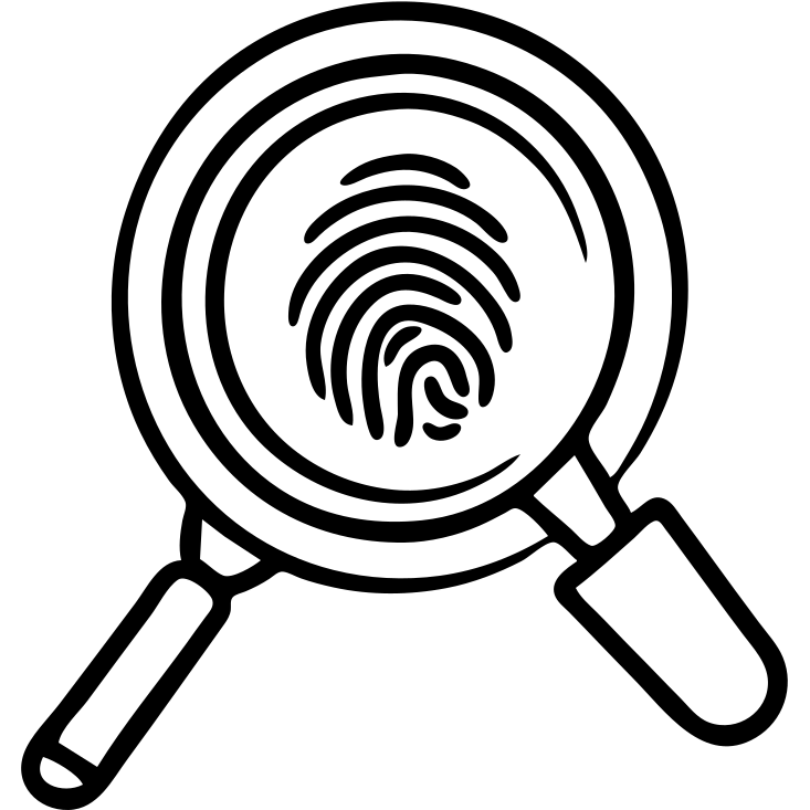 magnifying glass with fingerprint pattern emoji