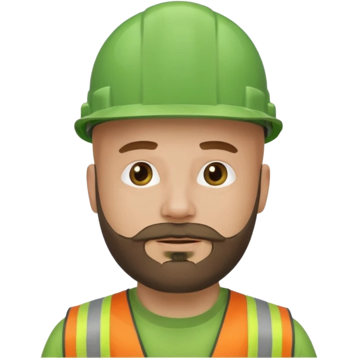 A white bald guy with a beard with a green hard hat  emoji