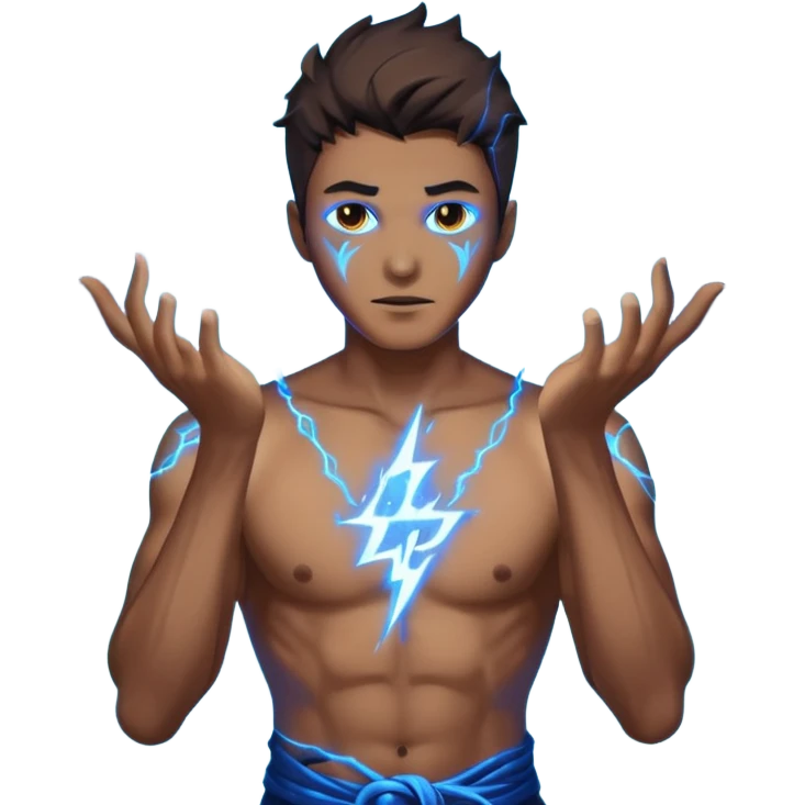 man summoning electric emoji