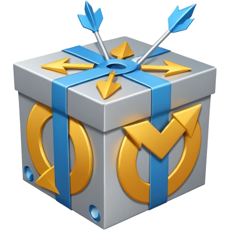 package box with arrows circling around it emoji