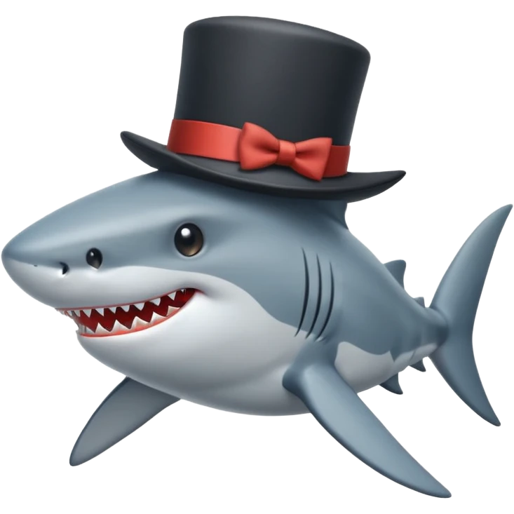 Shark with a top hat emoji