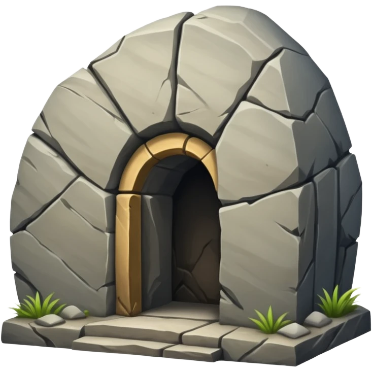A boulder sealing the entrance to a tomb emoji