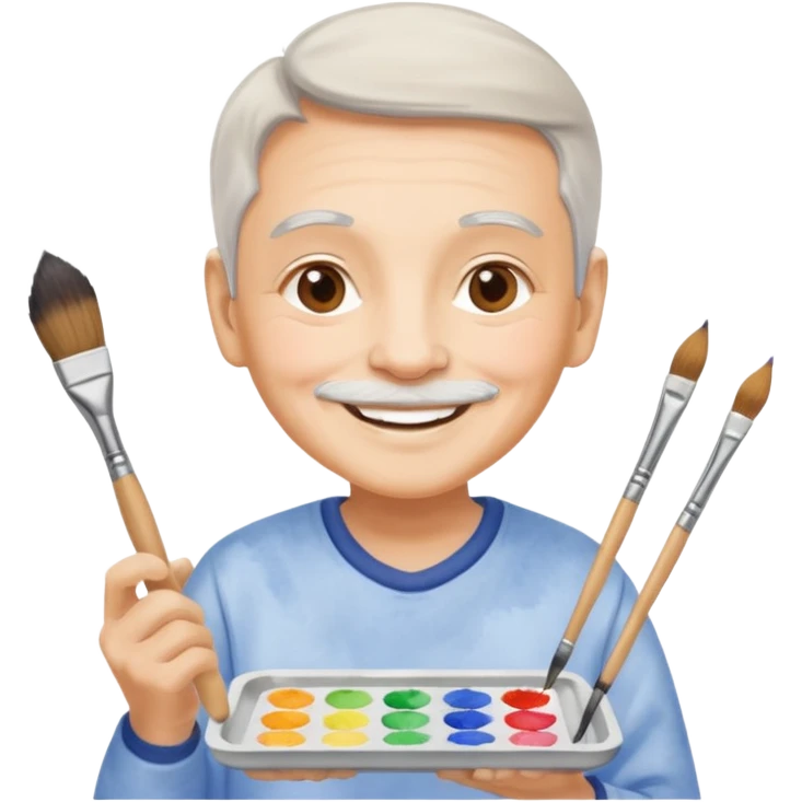 Senior with watercolor tray & brush emoji