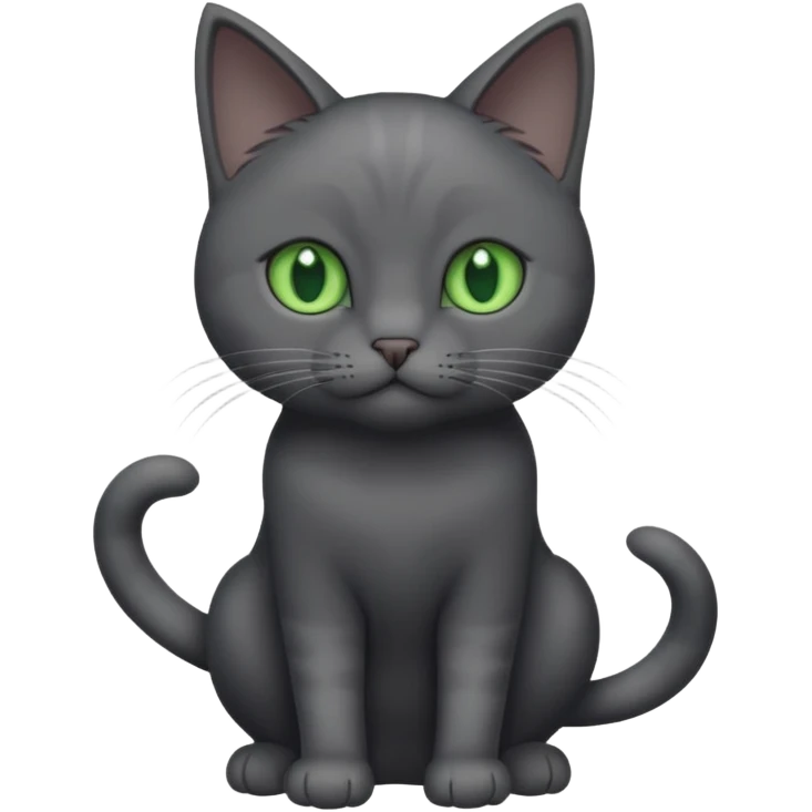 full body solid dark grey cat with green eyes, white paws and white whiskers emoji