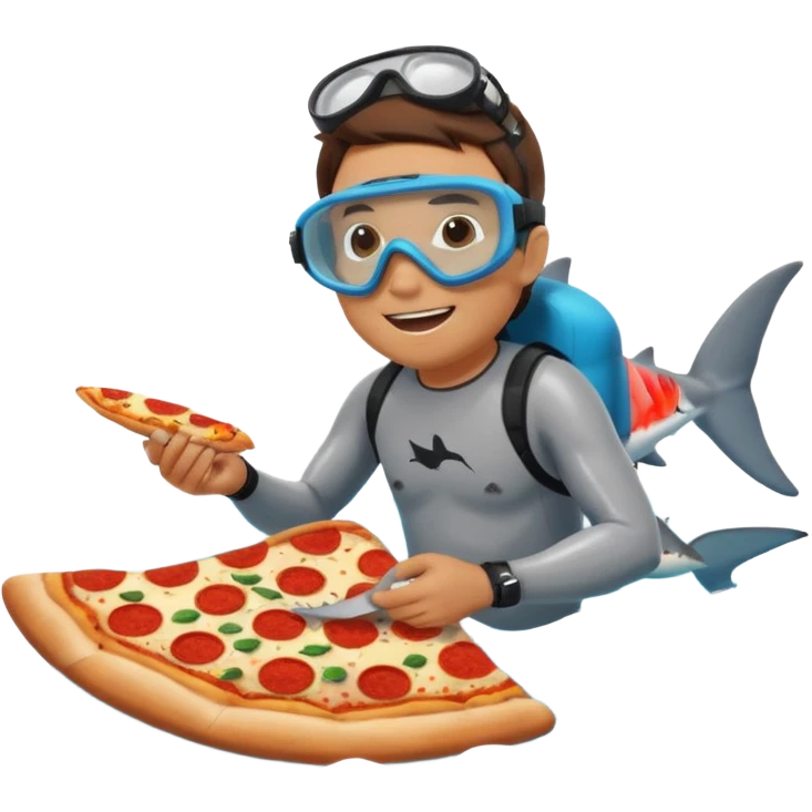 Me eating pizza with a shark in the ocean  emoji