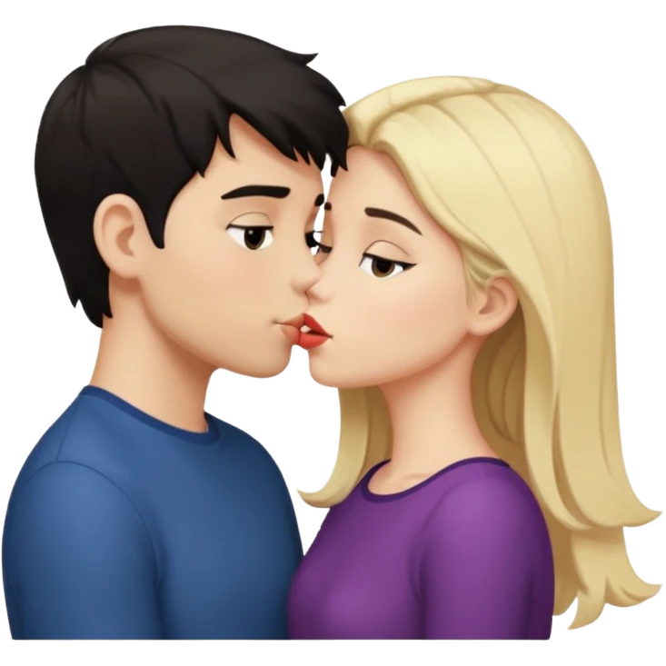 ragazzo moro che bacia una ragazza bionda scura emoji