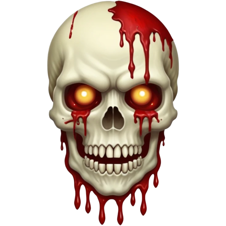 A Hideous mutated monster covered in rotton flesh and bloodin the style of your bleeding skull art, full body. Final boss character emoji