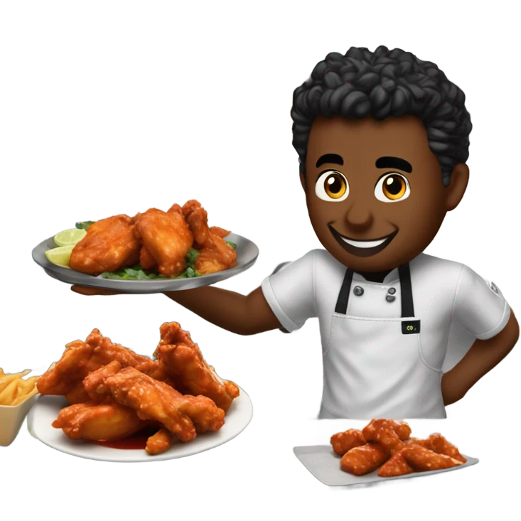 make me (stefan) working in a buffalo wing restaurant called wingman’s emoji