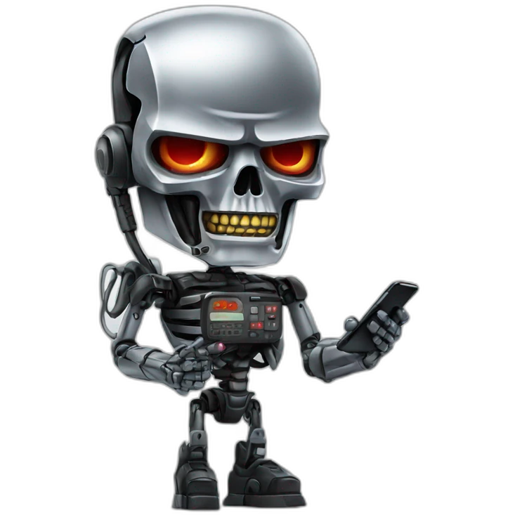 terminator speaking with a phone emoji