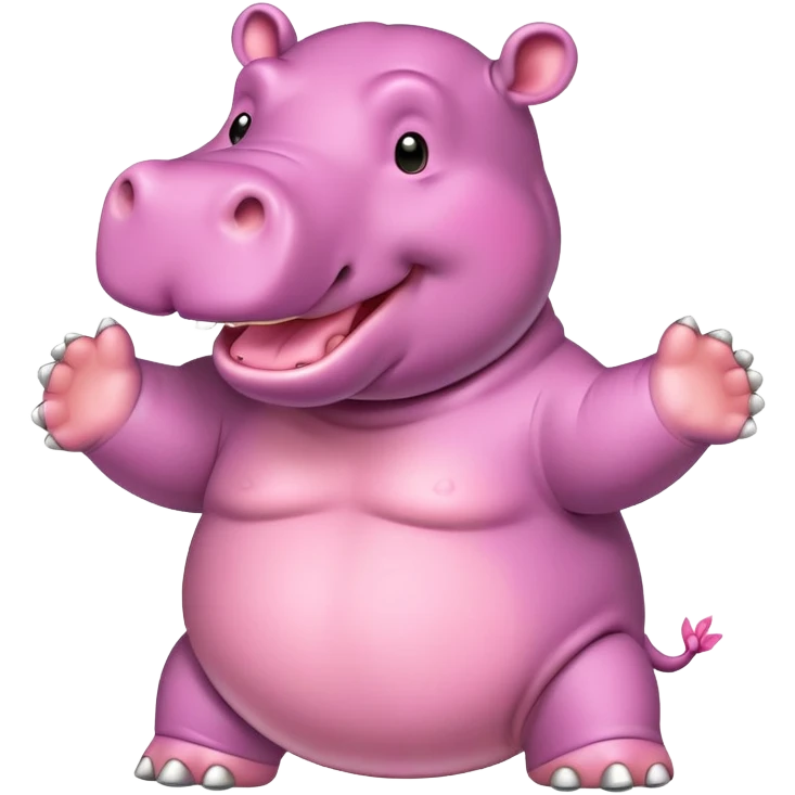 an cheering happy hippo with Hippo Skin Color  emoji