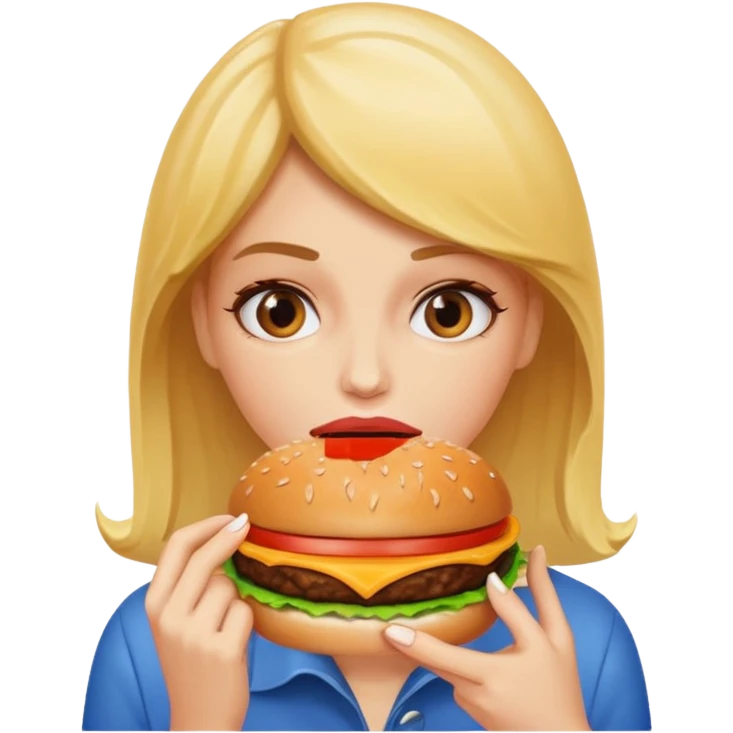 women eat burger emoji