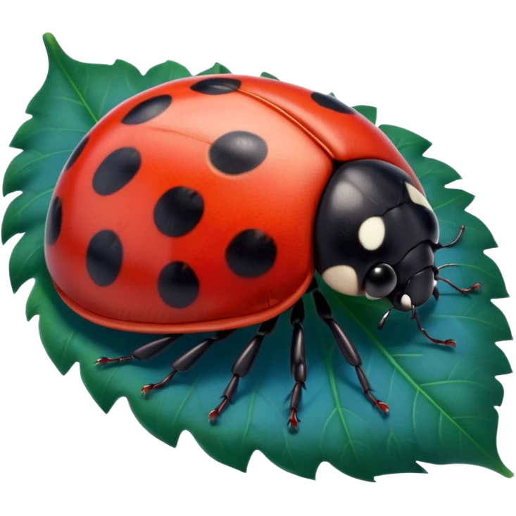  cute BLUE lady bug on leaf emoji