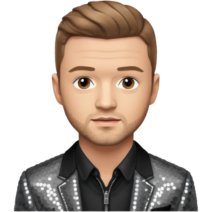 Justin Timberlake with gray sequin jacket, black shirt , light brown hair, light skin emoji