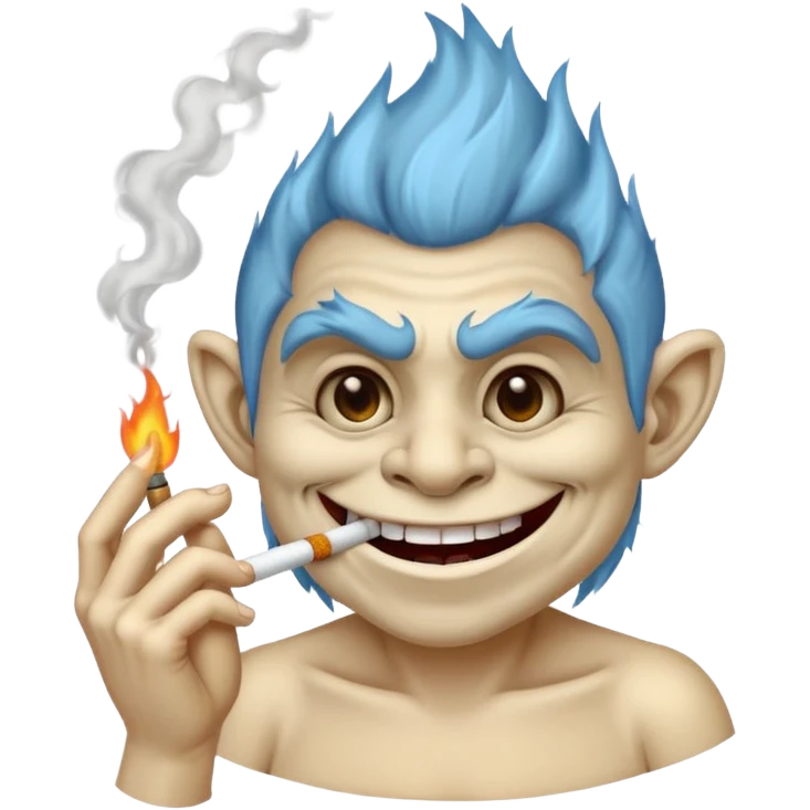 Troll face smoking a cigarette  emoji