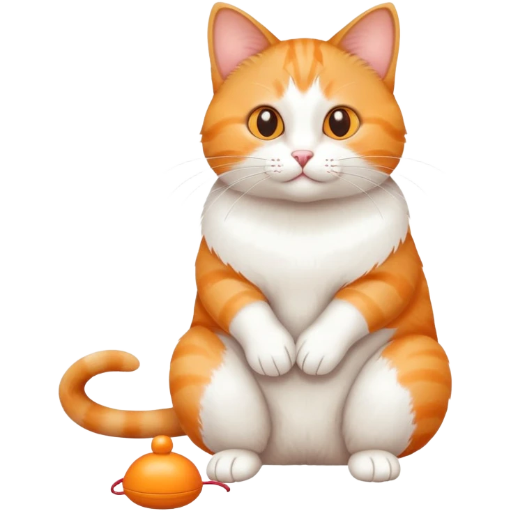 cat full body sitting playing with a toy mouse emoji