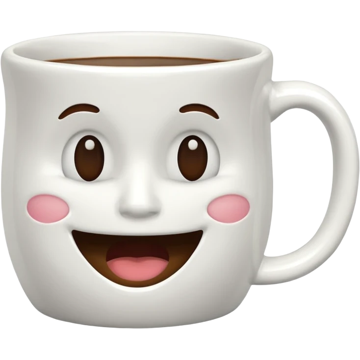 Coffee mug with closed mouth smile emoji