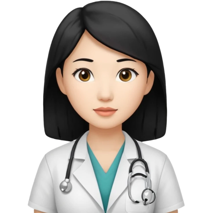 asian doctor female no stethoscopeblack hair emoji