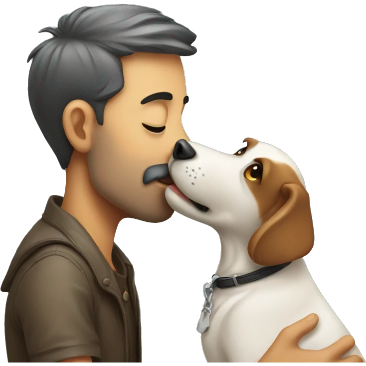 Man kissing dog emoji
