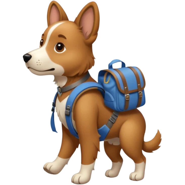 a dog walking with a backpack
 emoji