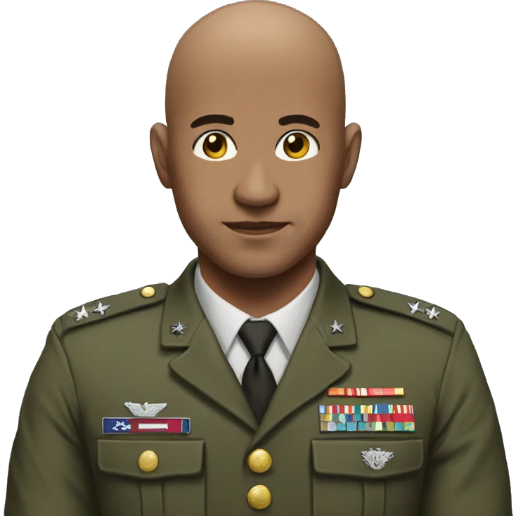 Bald military man with bg chin without mustache emoji