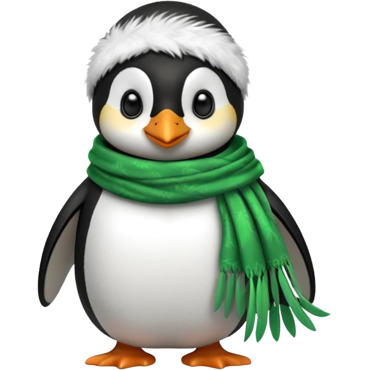 penguin with green scarf  emoji