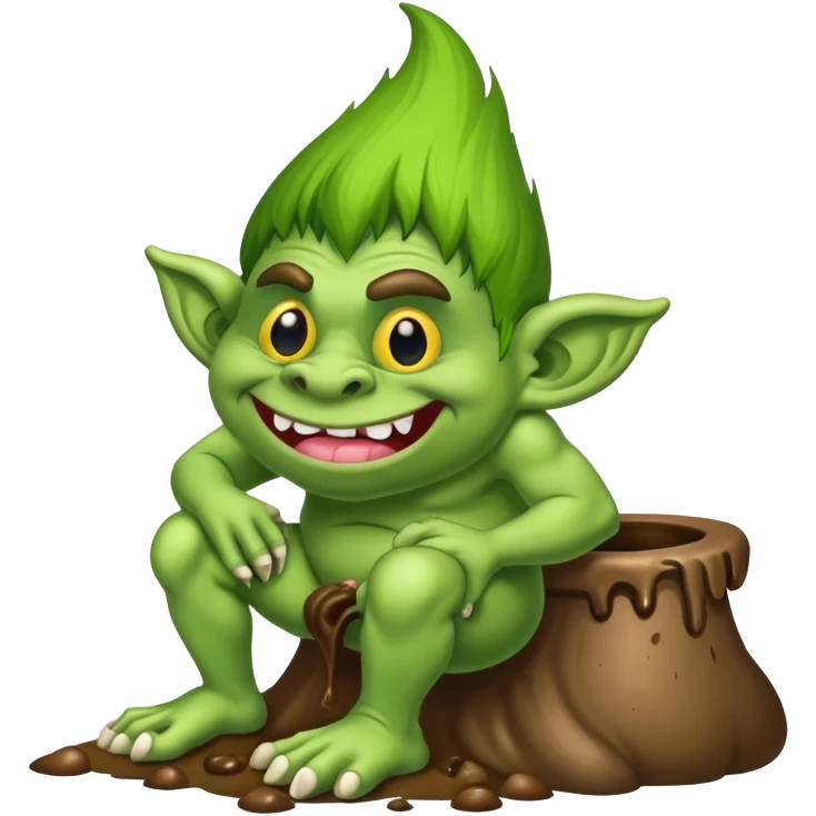 Green troll making poop emoji