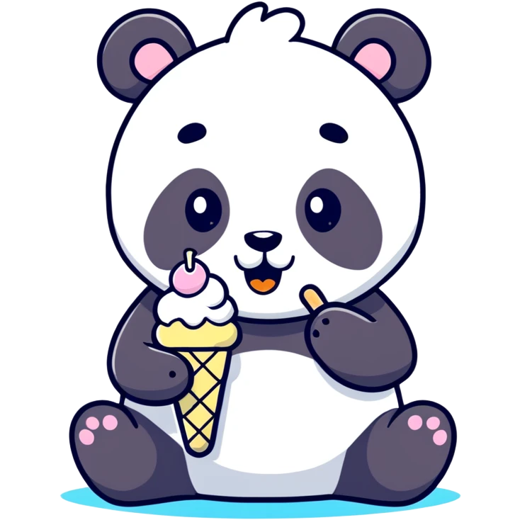 Panda eating ice cream emoji
