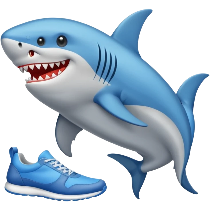 Un tiburón con zapatos azules emoji