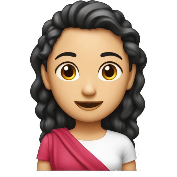 Tlustá 50 letá žena která má černé vlasy a červené šaty emoji